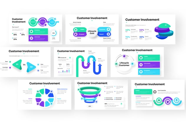 客户参与信息图表keynote模板 - 顶尖PPT