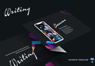 彩色画笔创意写作主题keynote模板 - 顶尖PPT