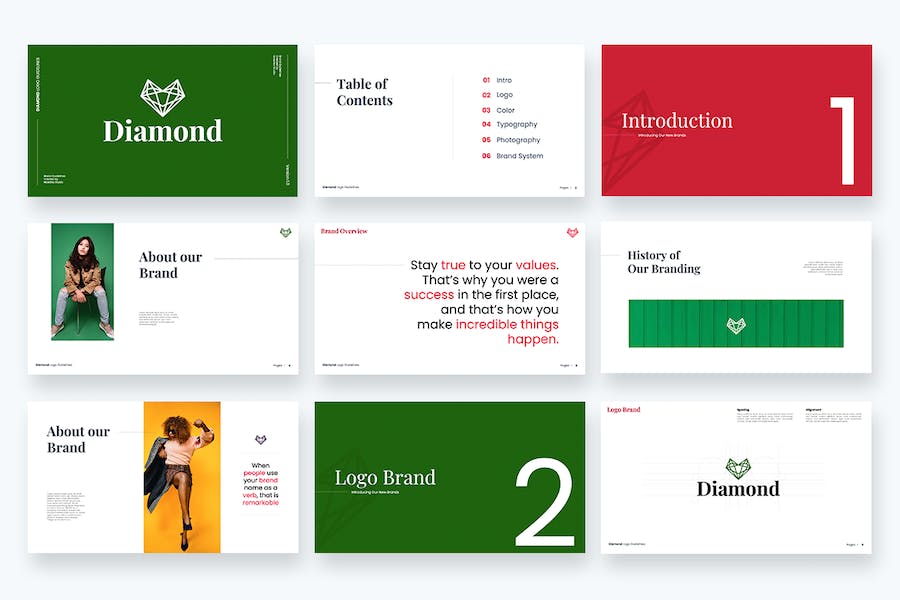 钻石相关品牌的视觉识别系统PPT模板 - 顶尖PPT