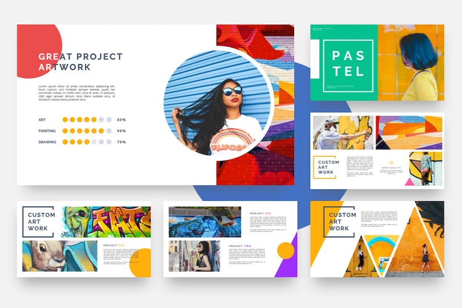 粉笔流行艺术涂鸦keynote模板 - 顶尖PPT