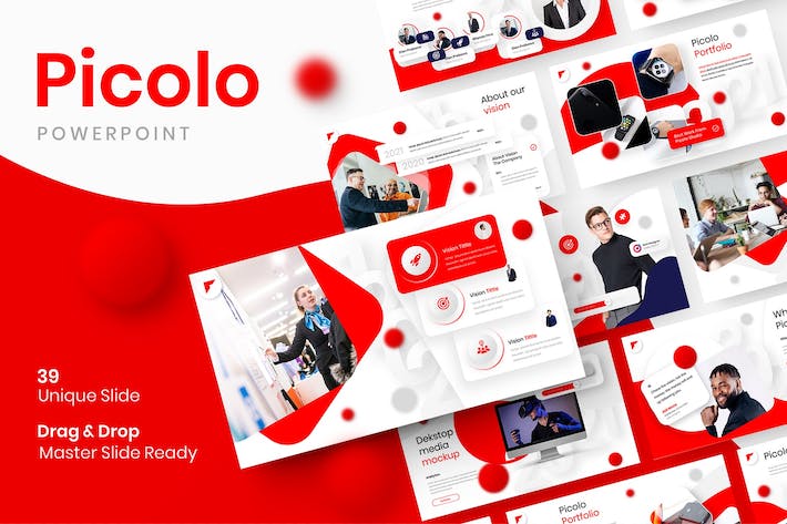 创意红色圆点企业团队介绍工作计划总结PPT模板 - 顶尖PPT