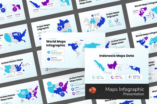 世界地图及部分国家地图可编辑PPT模板 - 顶尖PPT