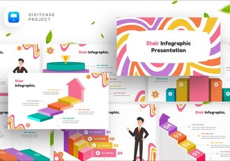 楼梯阶梯层级信息图形keynote模板 - 顶尖PPT