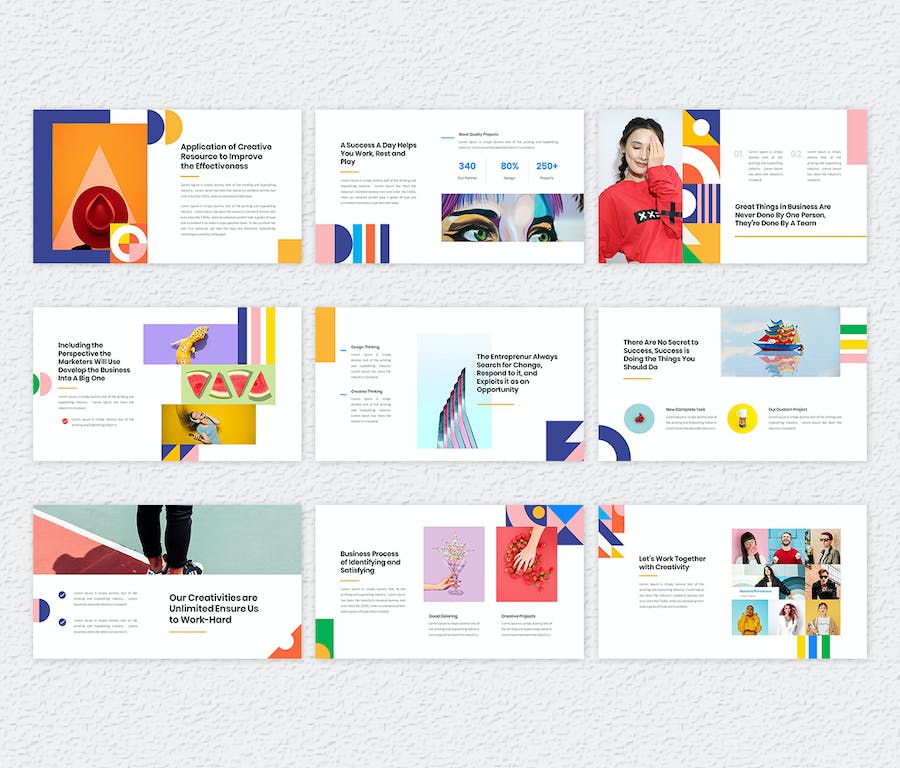 创意几何图形简约PPT模板 - 顶尖PPT