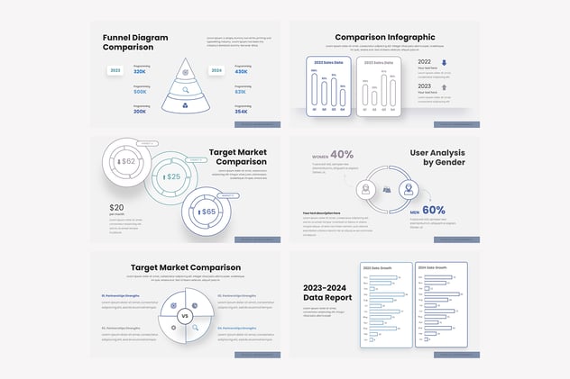 对比信息图表数据分析PPT模板 - 顶尖PPT