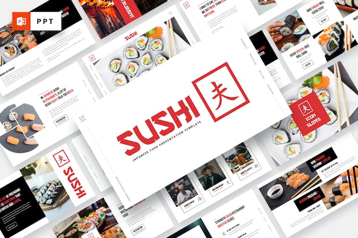 日式寿司店文化介品牌推广日本料理PPT模板 - 顶尖PPT