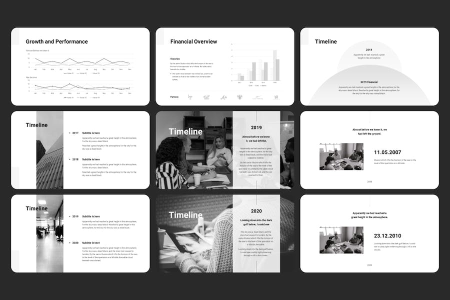 黑白灰配色年度报告keynote模板 - 顶尖PPT