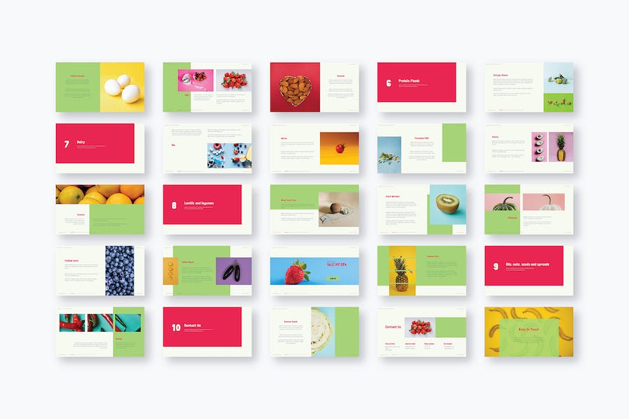 丰富多彩健康食品展示PPT模板 - 顶尖PPT