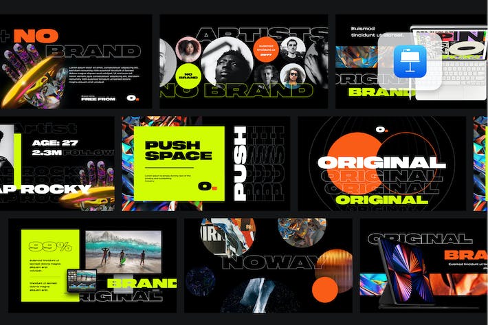 品牌创意大字报风格keynote模板 - 顶尖PPT