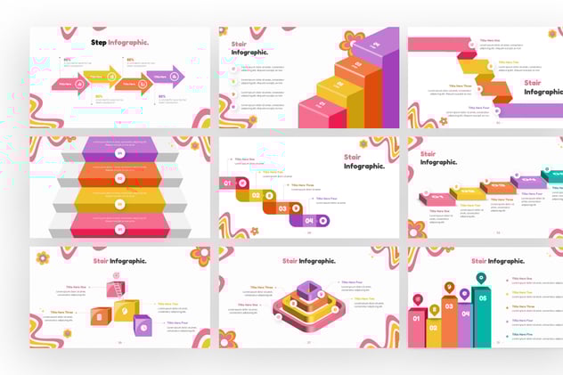 楼梯阶梯层级信息图形keynote模板 - 顶尖PPT
