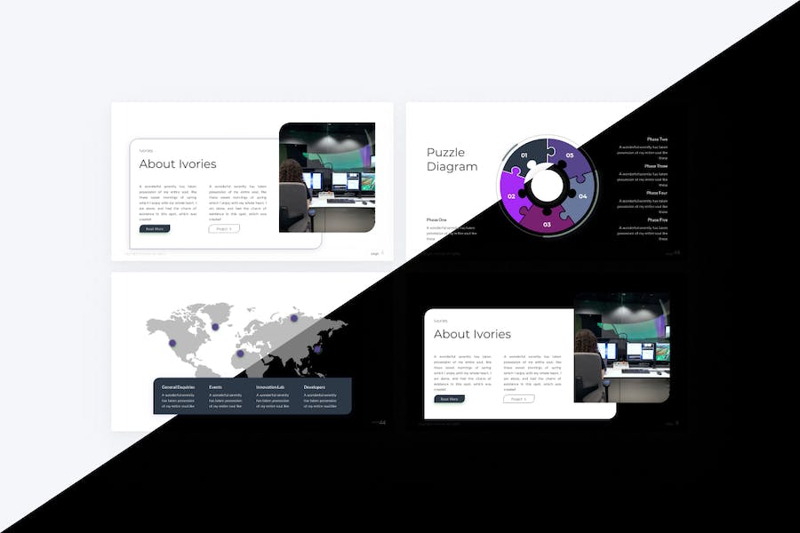 紫色创意科技公司团队介绍keynote模板 - 顶尖PPT