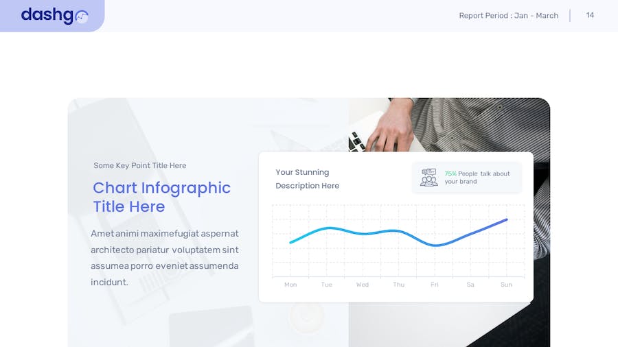 仪表板销售数据展示图表条形点线图图形图表PPT模板 - 顶尖PPT