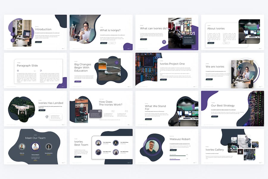 紫色创意科技公司团队介绍keynote模板 - 顶尖PPT