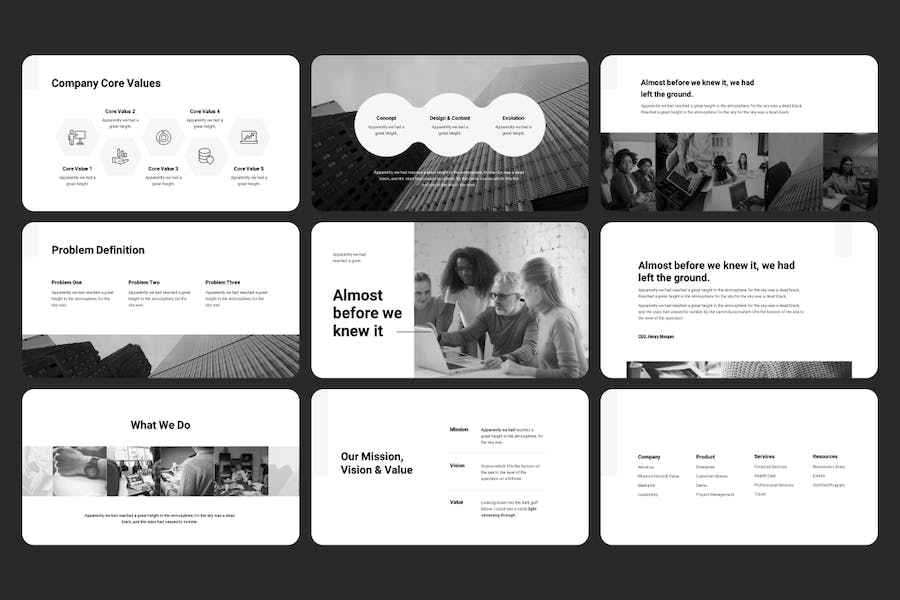 黑白灰配色年度报告keynote模板 - 顶尖PPT