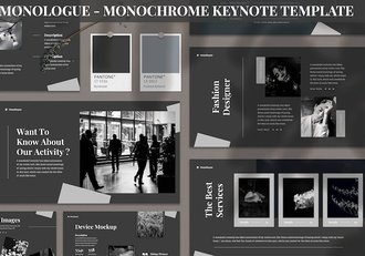 黑白单色极简摄影作品集Keynote模板 - 顶尖PPT
