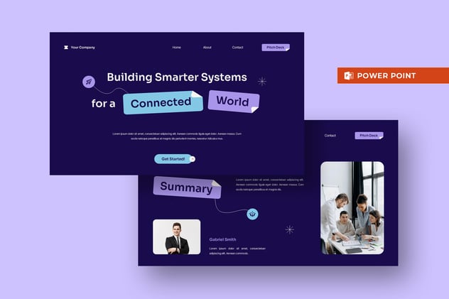 紫蓝色人工智能和机器学习演讲平台PPT模板 - 顶尖PPT