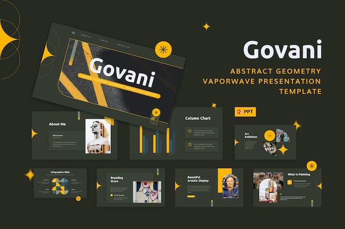 抽象几何图形设计PowerPoint模板 - 顶尖PPT