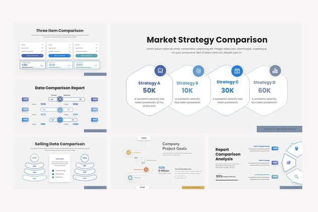 对比信息图表数据分析PPT模板 - 顶尖PPT
