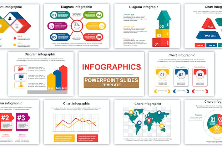 创意彩色信息图形分类要点展示图形PPT模板 - 顶尖PPT