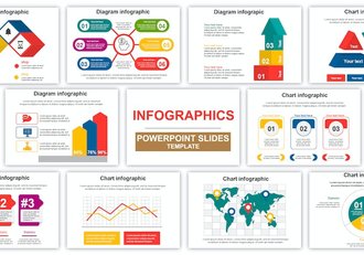 创意彩色信息图形分类要点展示图形PPT模板 - 顶尖PPT