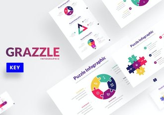 彩色拼图信息图形keynote模板 - 顶尖PPT