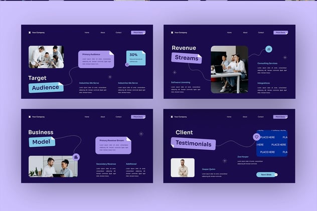 紫蓝色人工智能和机器学习演讲平台PPT模板 - 顶尖PPT