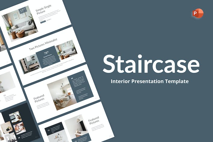 蓝色极简主义室内装修设计PPT模板 - 顶尖PPT