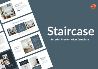 蓝色极简主义室内装修设计PPT模板 - 顶尖PPT