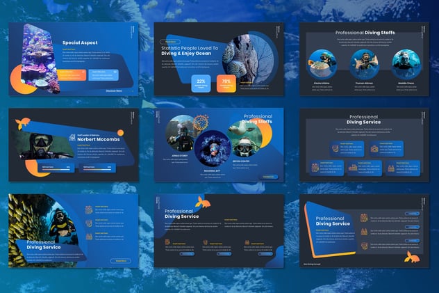 跳水潜水运动探险主题PPT模板 - 顶尖PPT