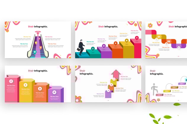 楼梯阶梯层级信息图形keynote模板 - 顶尖PPT