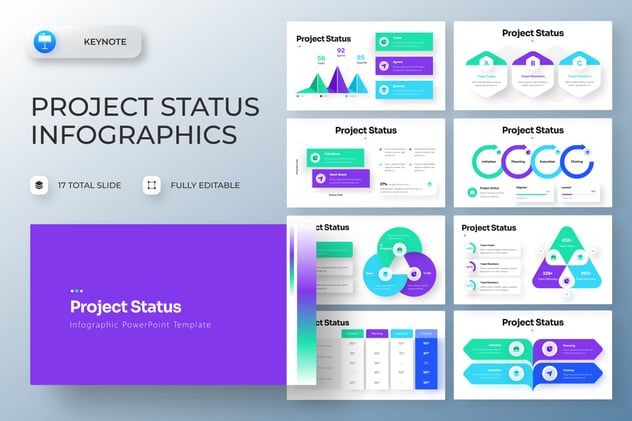项目进度状态追踪信息图形展示Keynote模板 - 顶尖PPT