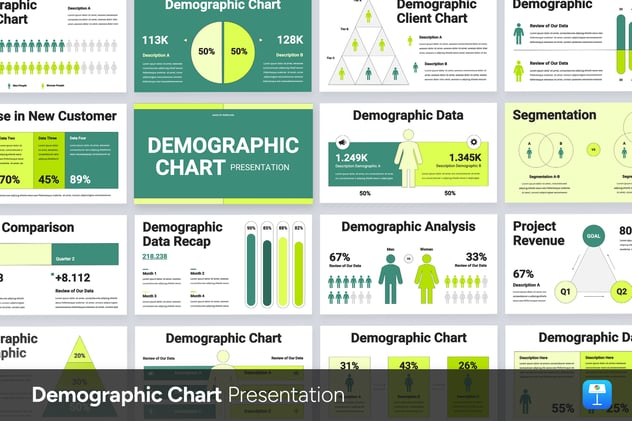 人口统计图表数据分析Keynote模板 - 顶尖PPT