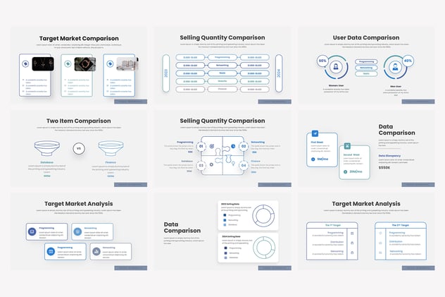 对比信息图表数据分析PPT模板 - 顶尖PPT