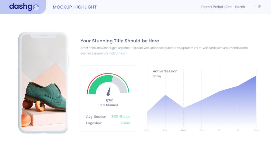 仪表板销售数据展示图表条形点线图图形图表PPT模板 - 顶尖PPT