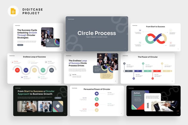 圆圈流程图形图表PPT模板 - 顶尖PPT