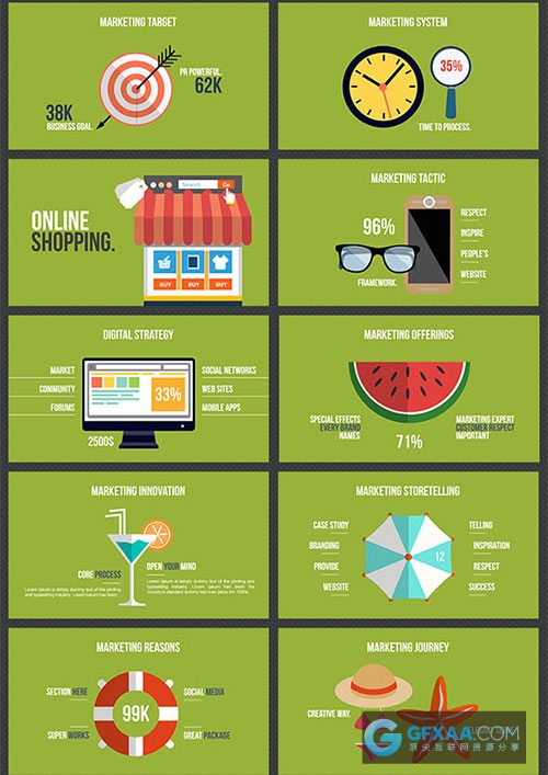 4K高清尺寸卡通风格全系列Keynote模板 - 顶尖PPT