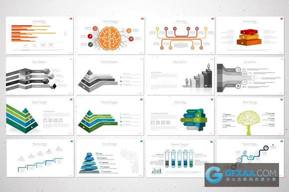 精美多种配色图形图表总结计划PPT模板 - 顶尖PPT