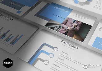 30页5种配色扁平化商务google slides模板 - 顶尖PPT