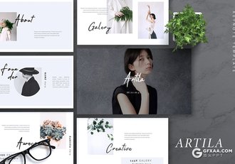 30页极简时尚模特展示ppt模板 5种配色主题 - 顶尖PPT