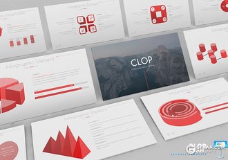 32页5种配色扁平化商务通用keynote模板 - 顶尖PPT