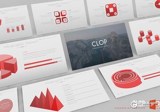 32页5种配色扁平化商务通用ppt模板 - 顶尖PPT