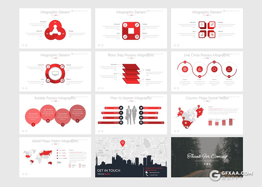 32页5种配色扁平化商务通用keynote模板 - 顶尖PPT