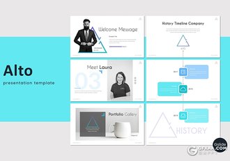 30页5种配色扁平化欧美商务多用途keynote模板 - 顶尖PPT