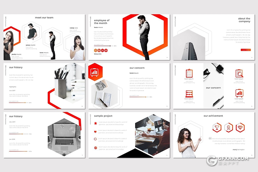 30页5种配色欧美个人简历介绍Google slides模板 - 顶尖PPT