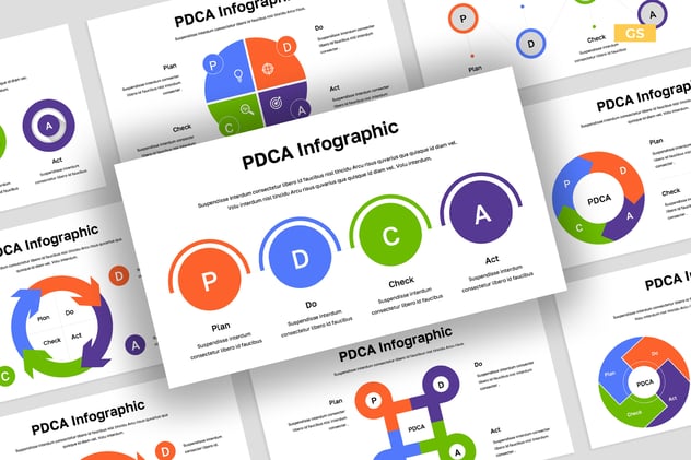 红白现代PDCA循环图表PPT模板 - 顶尖PPT