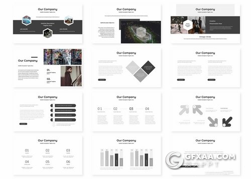 30页黑白扁平化商务ppt模板 - 顶尖PPT