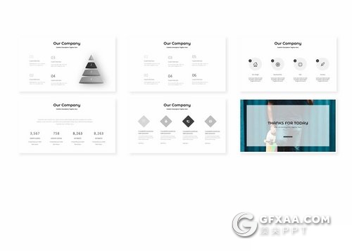 30页黑白扁平化商务ppt模板 - 顶尖PPT