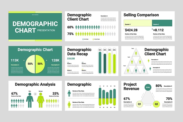 人口统计图表数据分析Keynote模板 - 顶尖PPT
