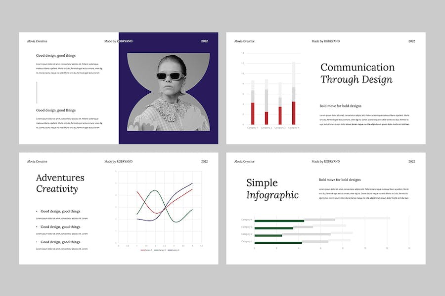 时尚美学图片排版设计作品集Keynote模板 - 顶尖PPT