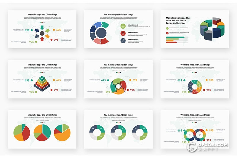 158页欧美商务风格PPT模板 创意逻辑图形合集ppt模板 - 顶尖PPT